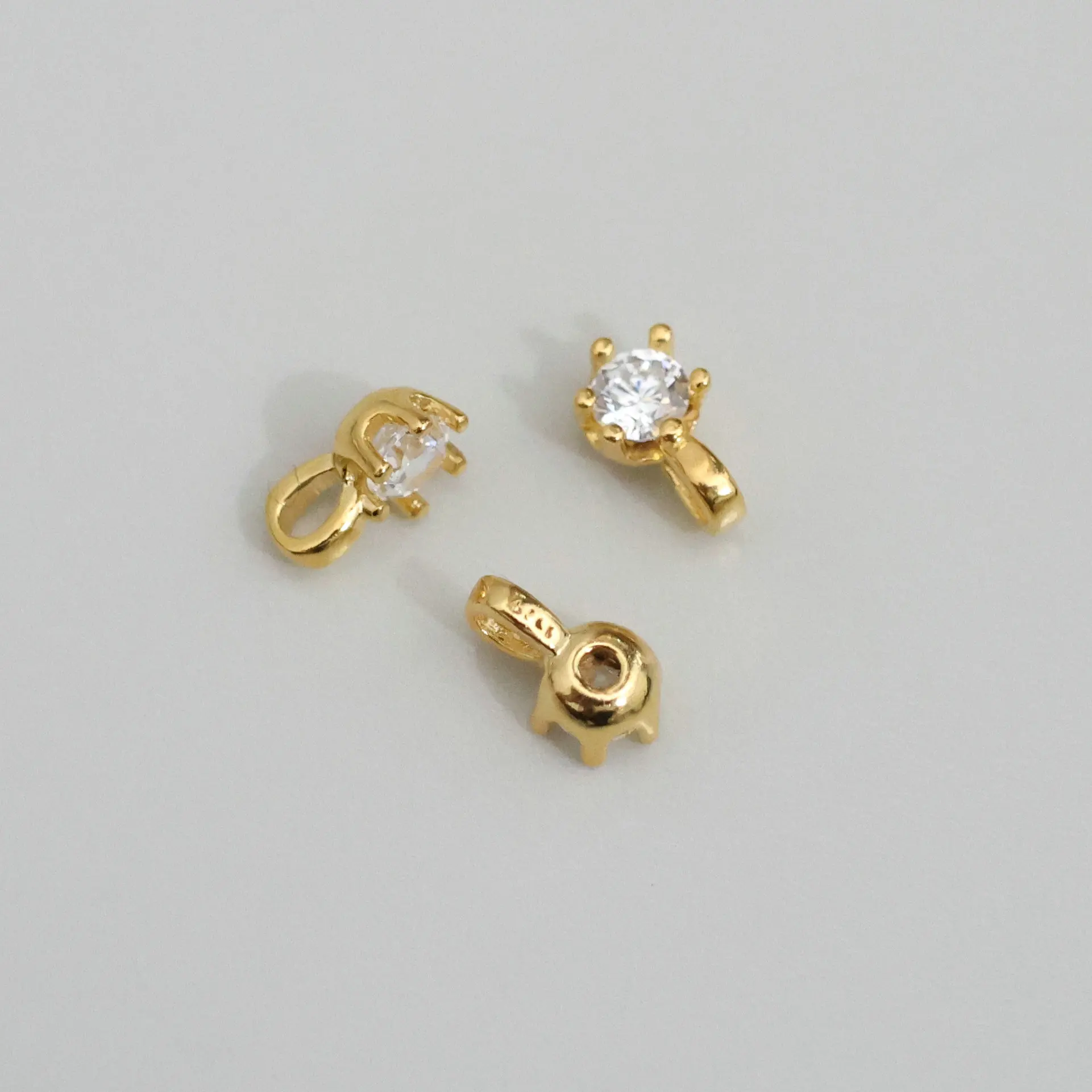 2pcs 925 Sterling Silver Zircon Round Charm for DIY Fine Jewelry Making Jewelry Finding