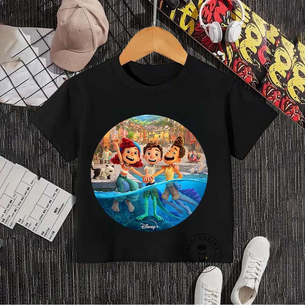 

New Disney Luca Movie T-Shirts for Boys Girls Summer Fashion Fitted Upper Wear with O-Neck Kawaii Prints and a Fun Trendy Look