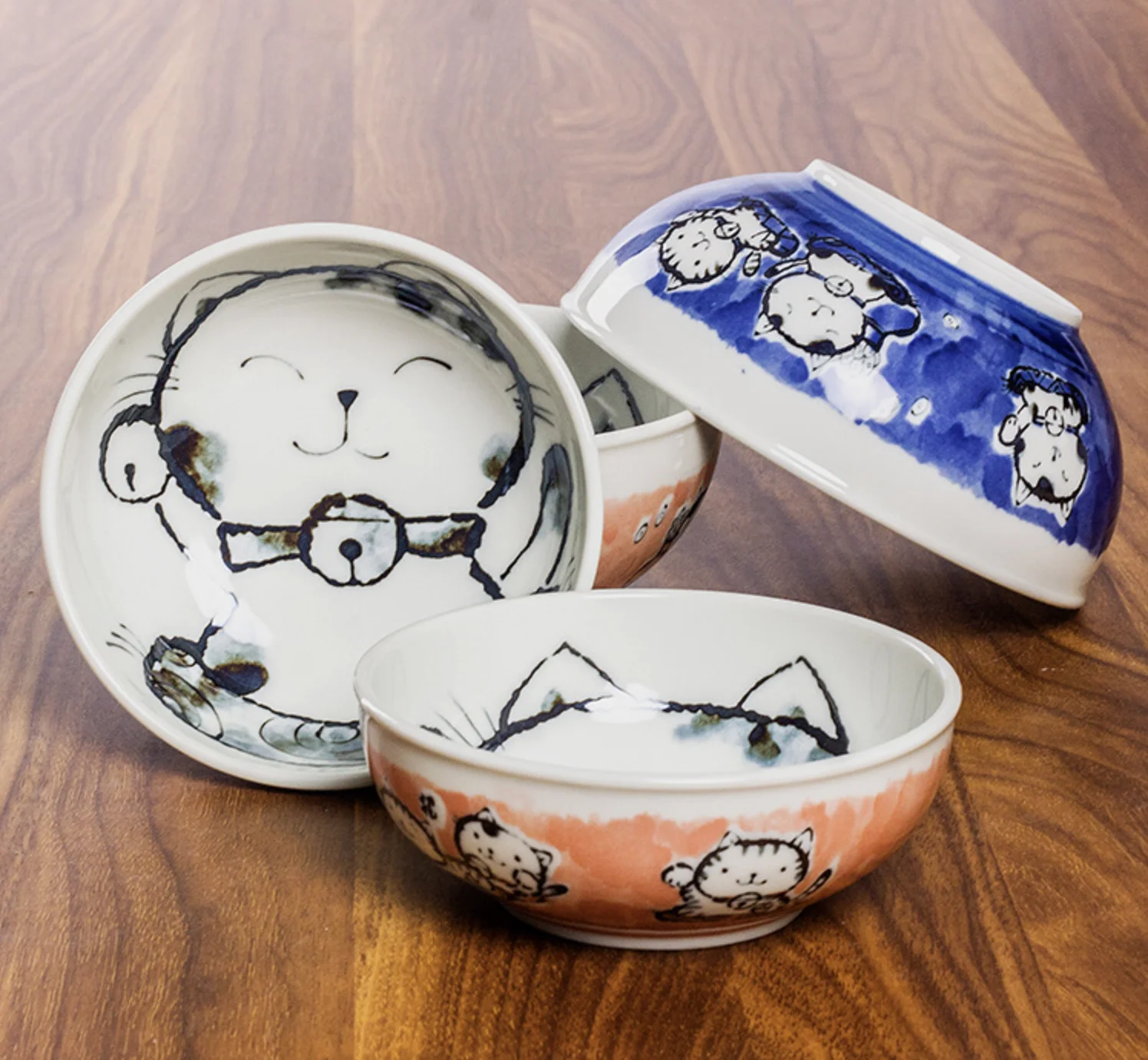Japanese Household Cute Lucky cat Patterned Ceramic Rice Bowl Soup Elegant Tableware