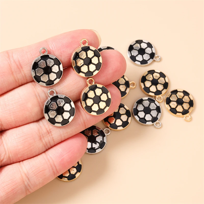 20 Stück 15x18mm Niedliche Emaille-Sportfußball-Anhänger für die Herstellung von Halsketten, Ohrringen, Armbändern, DIY-Bastelarbeiten und Schmuckzubehör – Detail 3
