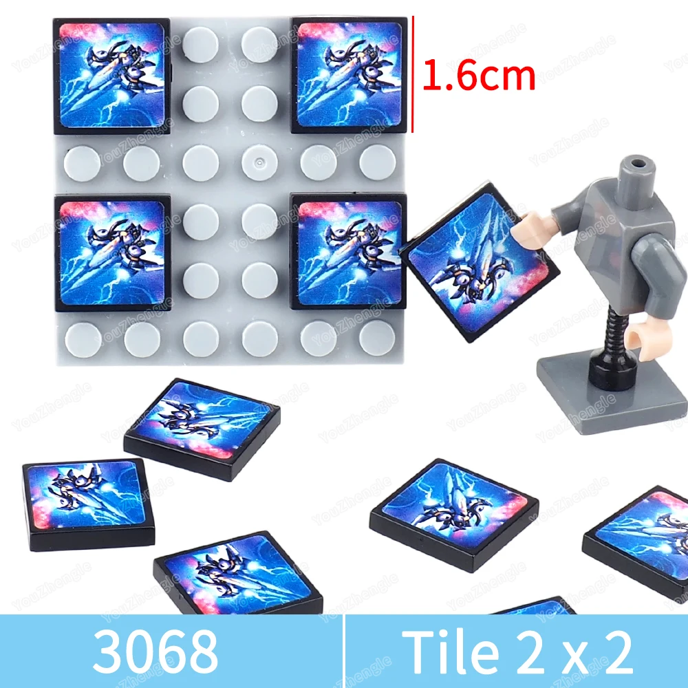 Fighter Jets Attack Printed Pattern Building Block 2x2 Tiles Basic 3068 Assembly MOC Figures Battle Game Equipment Model Diy Toy