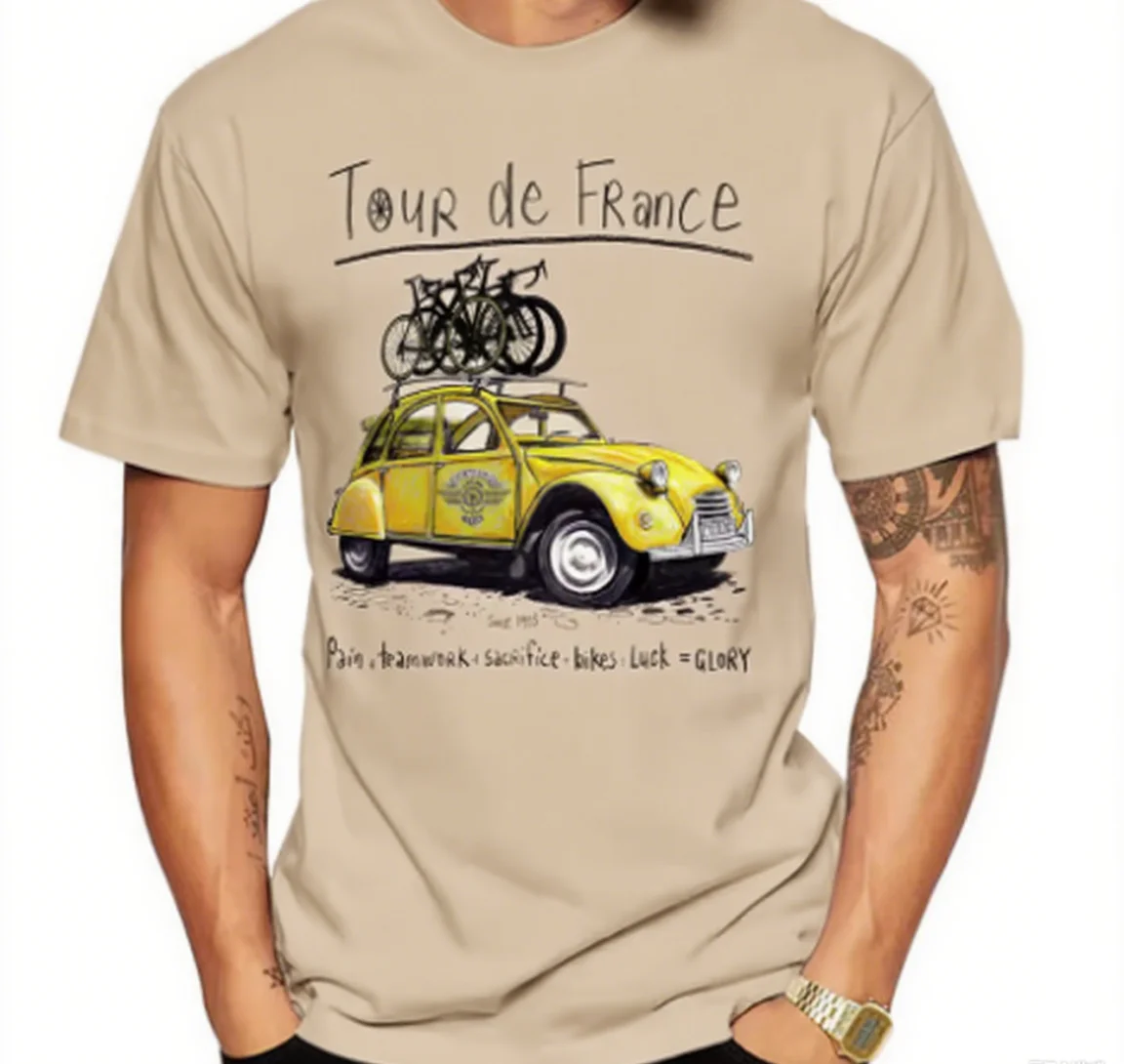 

Хлопковая футболка с тематикой Tour De France Car Bikes Art Must - Have for Racing Enthusiasts Brand Streetwear Футболка с принтом Новое поступление