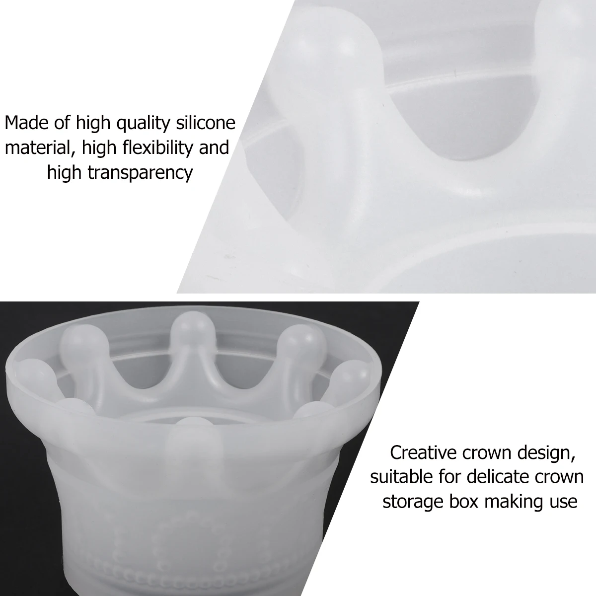 

1pc Crystal Crown Mold DIY Silicone Jewelry Making White Silica Gel Epoxy Kids Creative Transparent Flexible Storage Box Molds