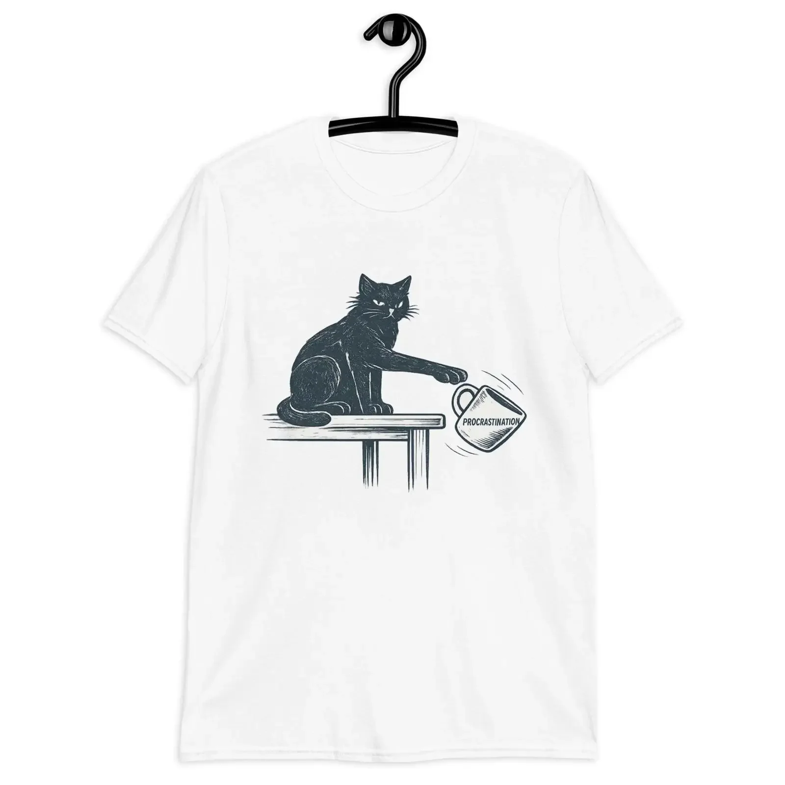 T-shirt drôle sur le thème de la procrastination avec un chat, idéal pour les étudiants paresseux, cadeau humoristique, parfait pour la vie universitaire, style vintage, lavé, confortable.