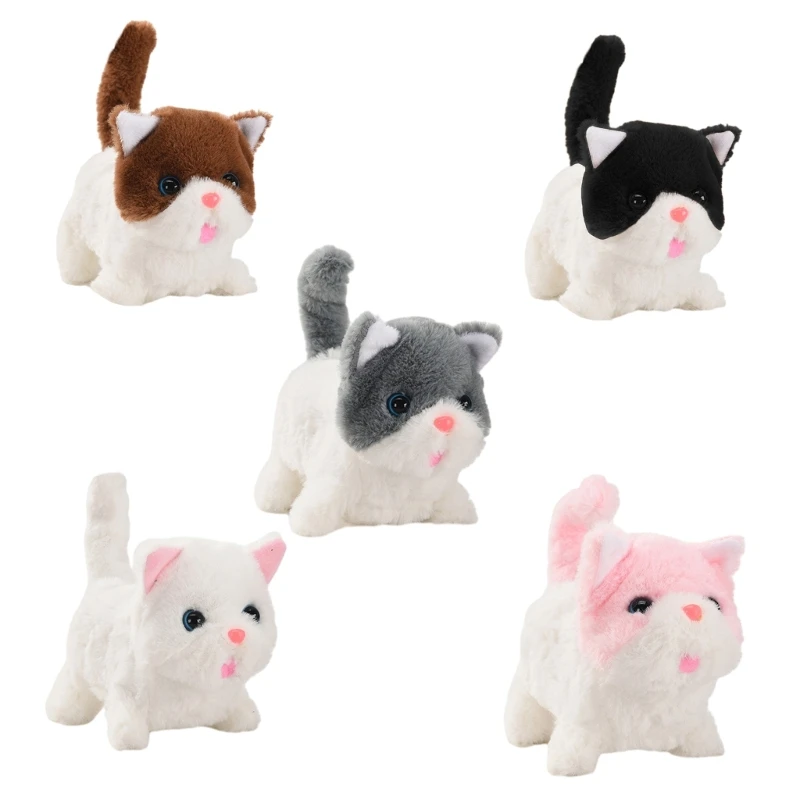 Interactive Plush Cat Toy with Walking and Meowing Realistic Stuffed Animal for Kids Perfect Gifts for Boys and Girls