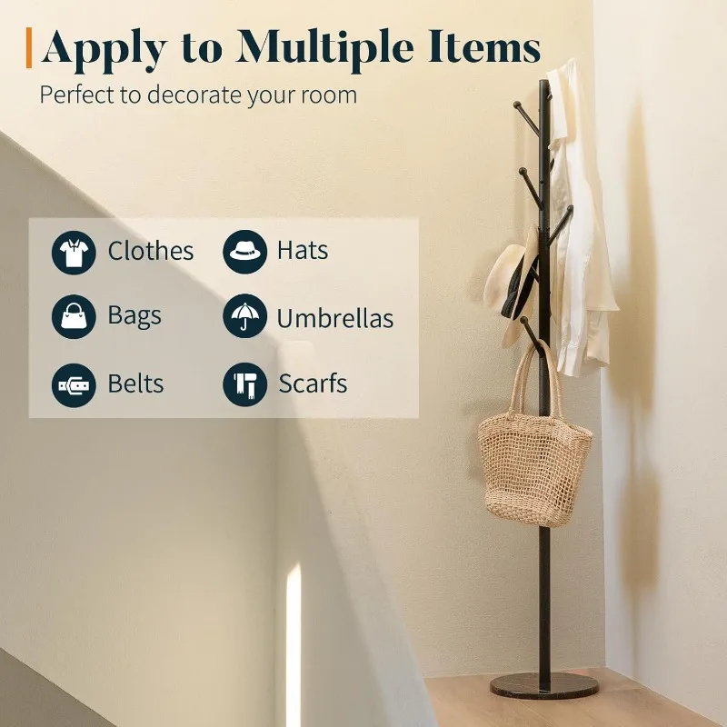 

Вертикальная напольная вешалка для одежды и головных уборов в спальню - держатель в форме ветви дерева для хранения шарфов и сумок