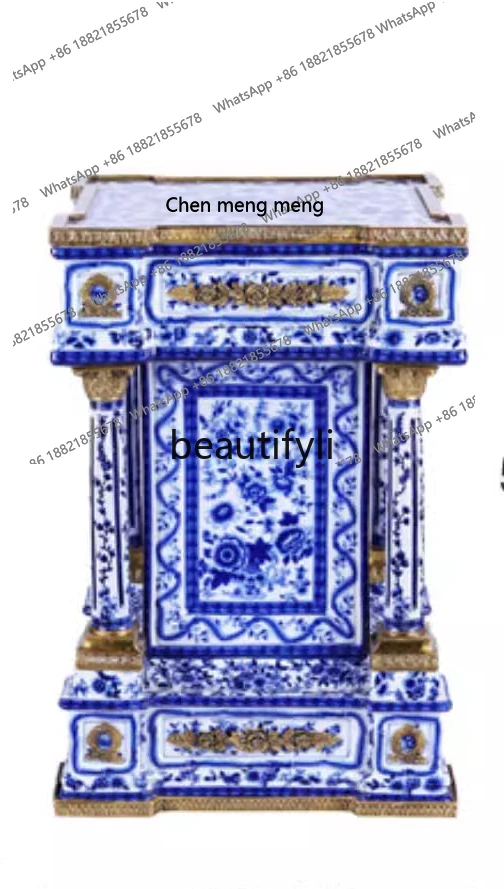 

Вилла в европейском стиле, роскошное классическое искусство, ручная роспись фарфора, инкрустация медным пирсом, ваза, стойка, шкафH