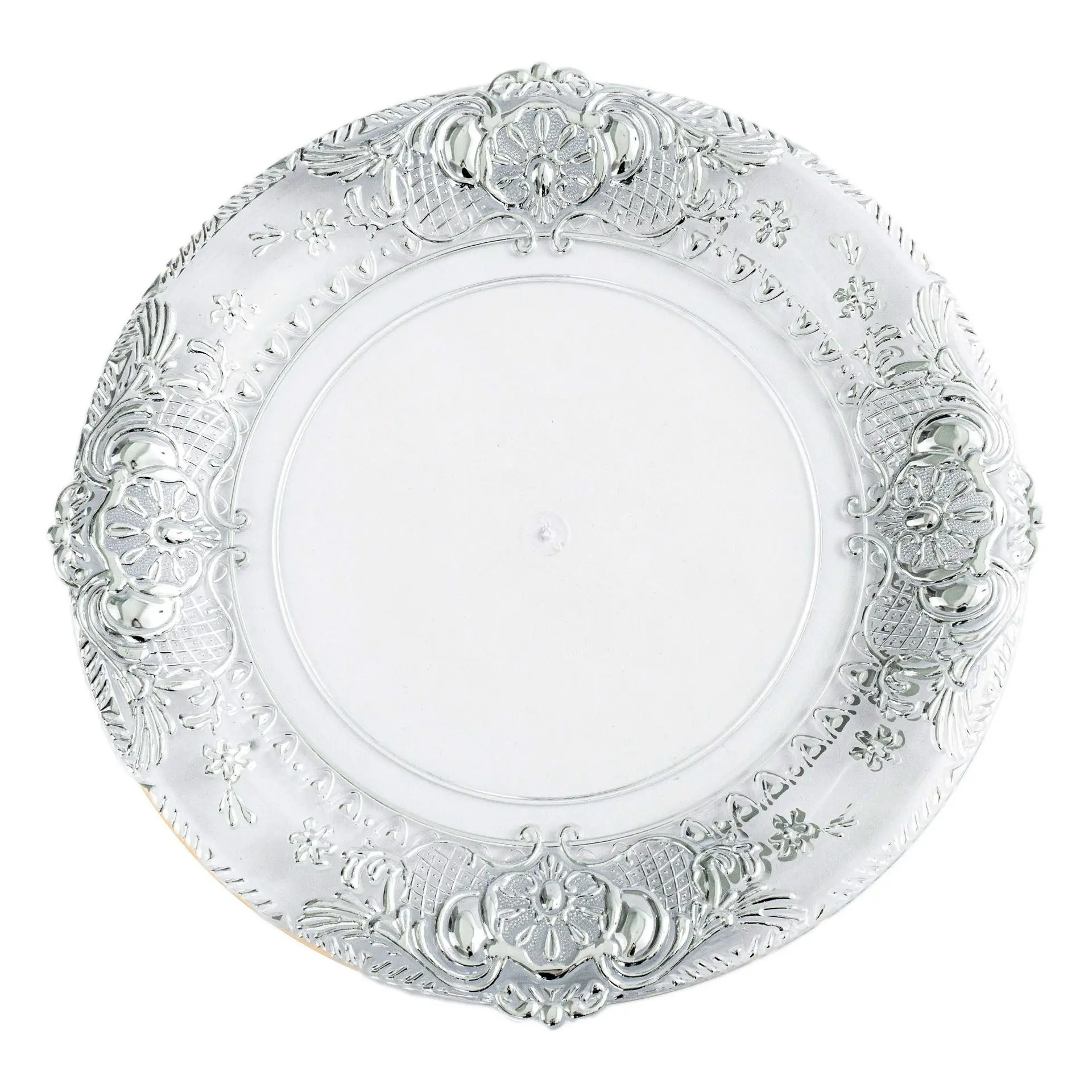 13Inches Crystal Charger Plate Plastic Decorative Service Plate Gold Silver Dinner Serving Wedding  Decor Table Place Settin image 5