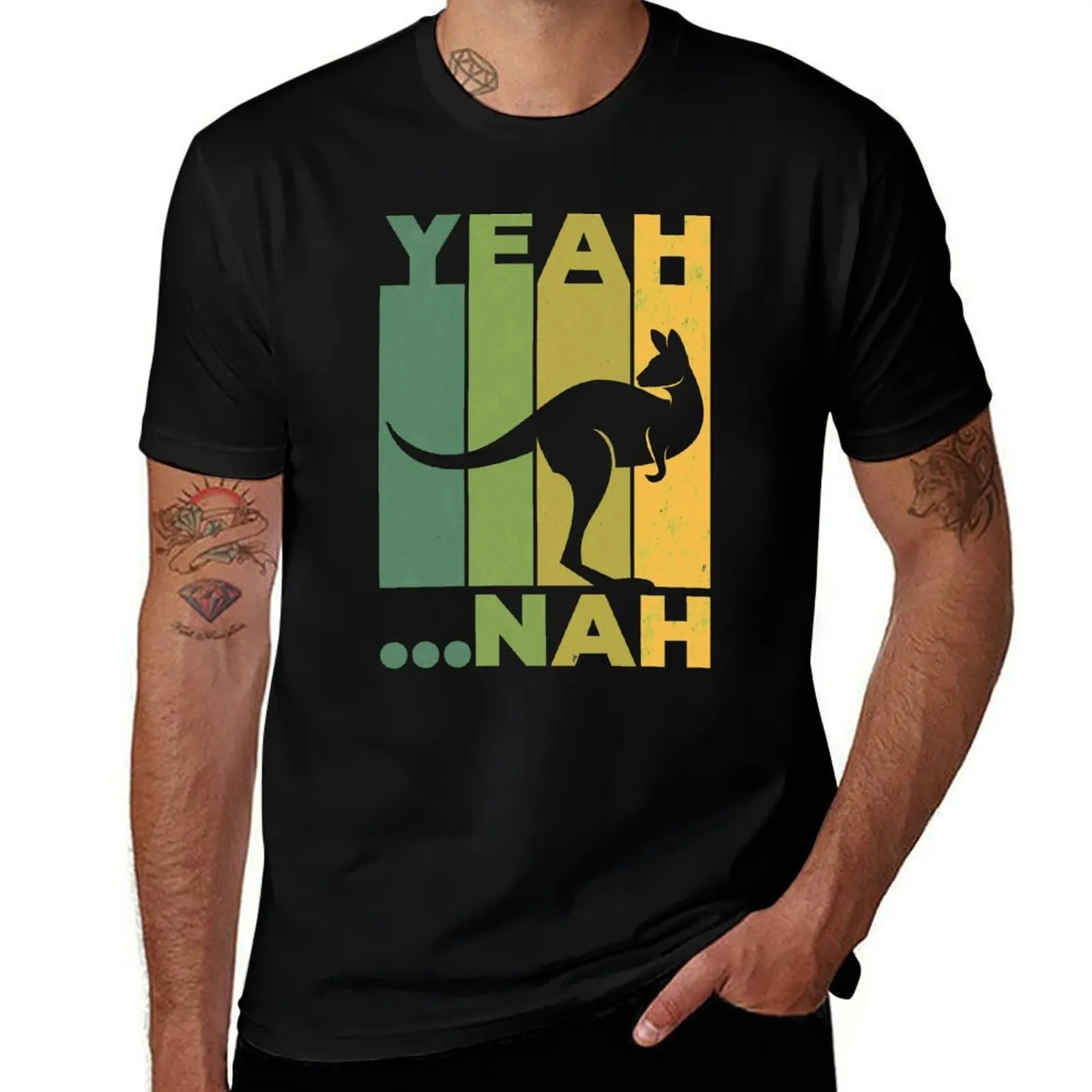 

Australian Kangaroo t - shirts Sayings Yeah oversize Nah Funny shirts anime t T-Shirt - man Australian for men casual