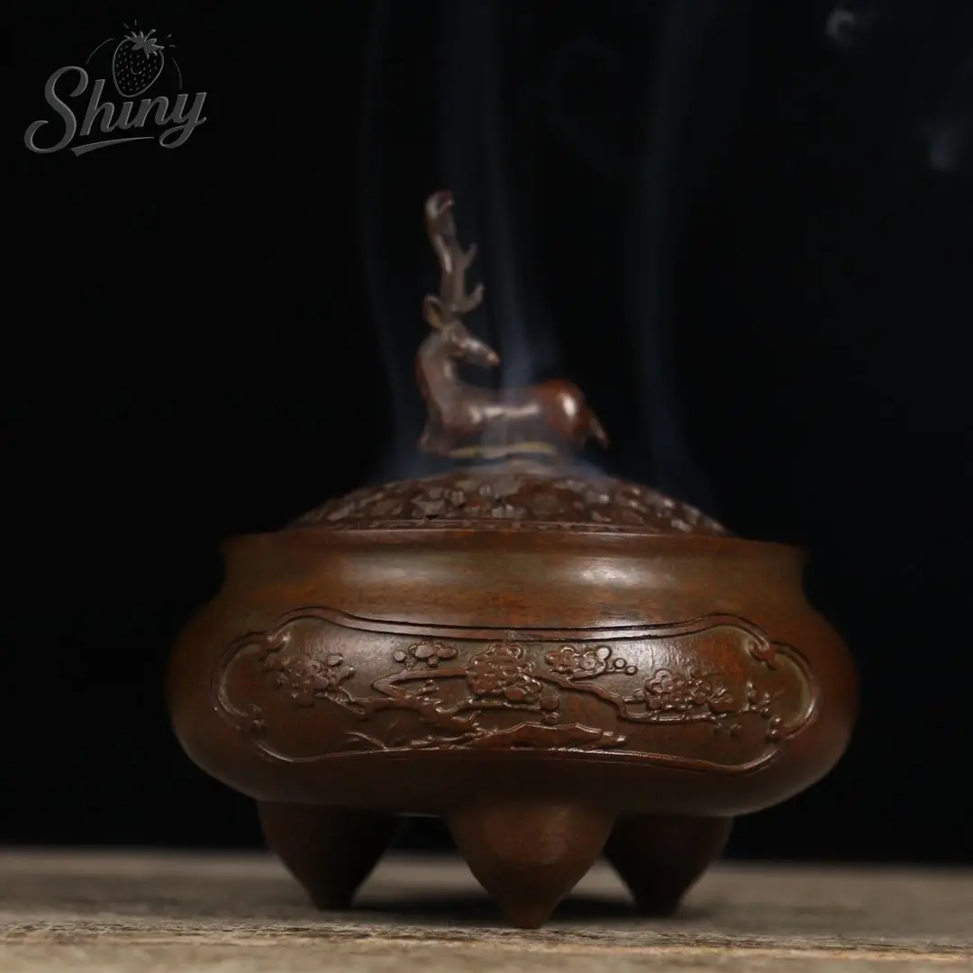 Solid Copper Vintage Deer-Shaped Sandalwood Incense Burner Home IndoorThree-Legged Incense Burner Decorative Piece