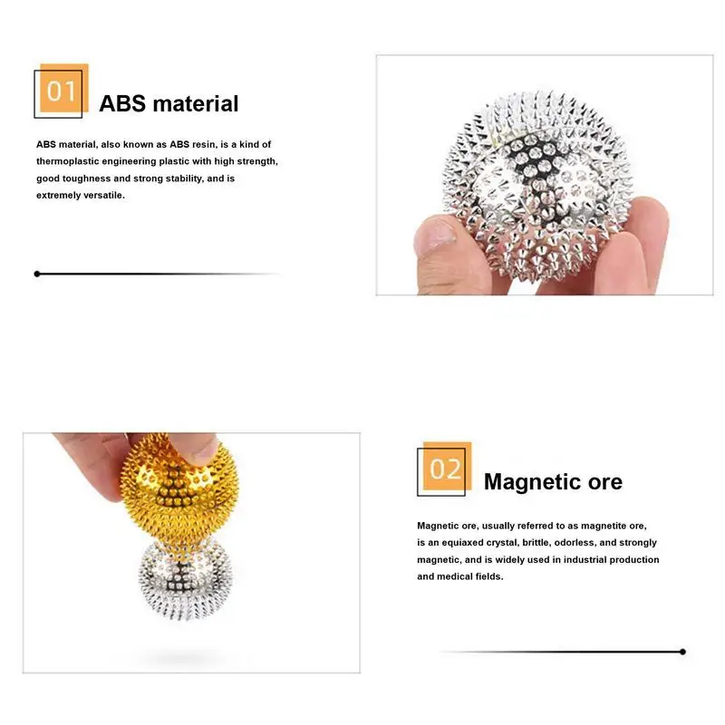 Hand Exercise Balls Spiked Massager Magnetic Massaging Ball 1 Pair Circle Squeeze Balls With Dense Spines For Massaging Palms