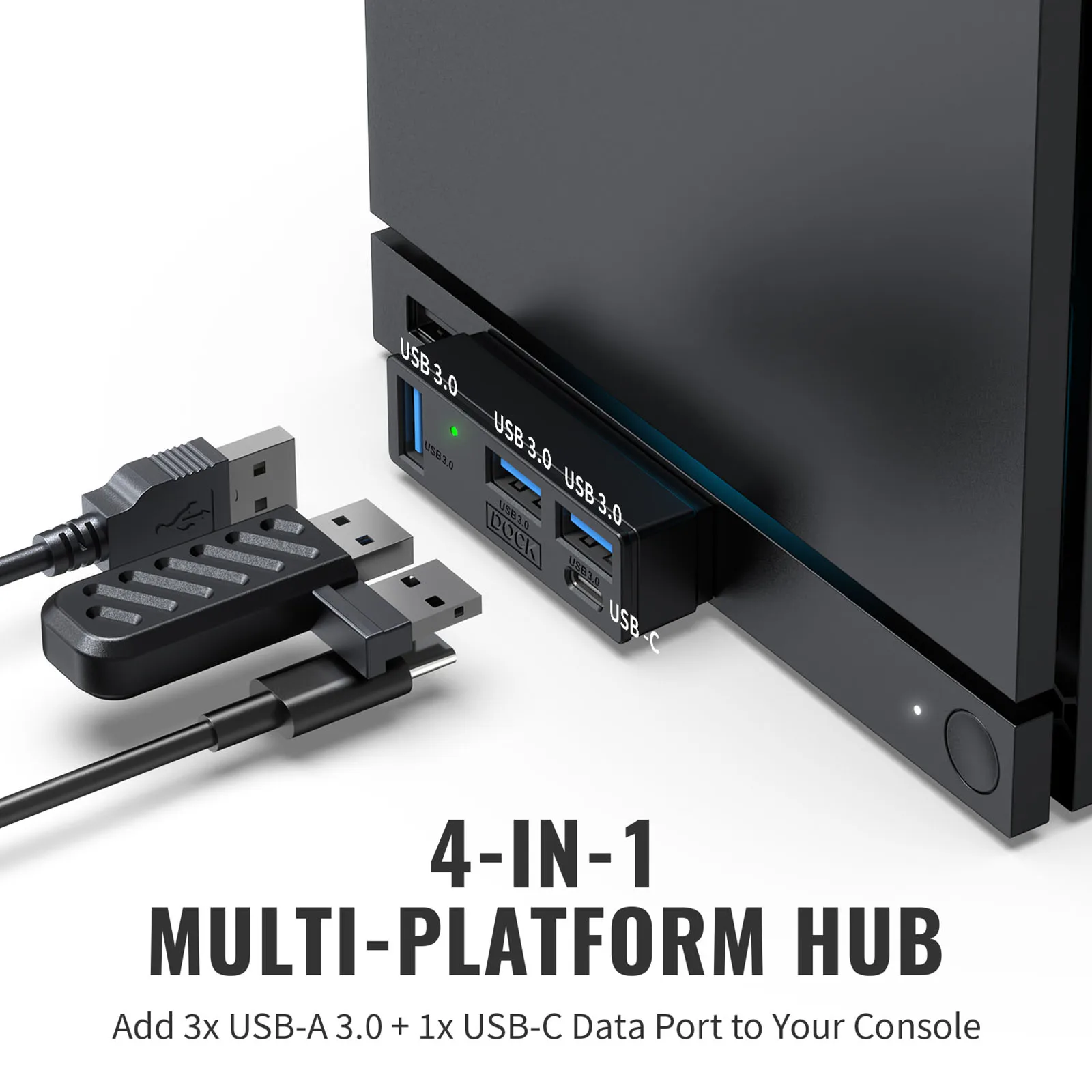 4 in 1 USB 3.0 Hub for PC Laptop Multi Port Docking Station USB Hub Expander Dock 5Gbps Plug and Play with Indicator & Pouch