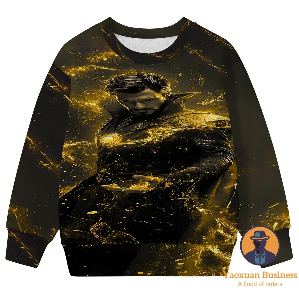 

Модный свитшот с круглым вырезом с 3D принтом «Мстители Доктор Стрэндж» для детей, девочек и мальчиков, милый теплый ветрозащитный осенне-зимний свитшот