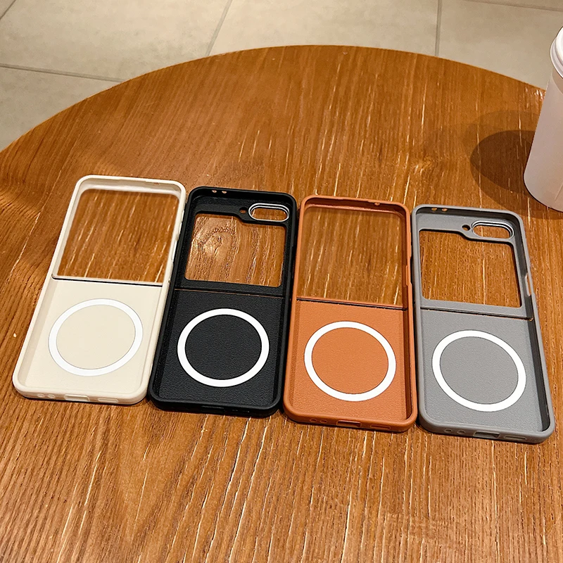 ليوبارد القلب منقوشة المغناطيسي قضية الهاتف لسامسونج غالاكسي Z فليب 7 FE 6 5 4 3 5G بولي TPU لينة غطاء قابل للطي لسامسونج Z Flip6 #6