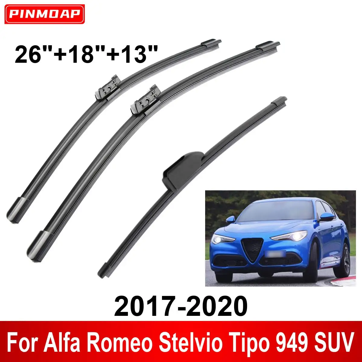 1/2/3/4/6PCS Auto Wischer Für Alfa Romeo Stelvio Tipo 949 SUV 2017-2020 vorne Hinten Wischer Klingen Pinsel Cutter Auto Zubehör