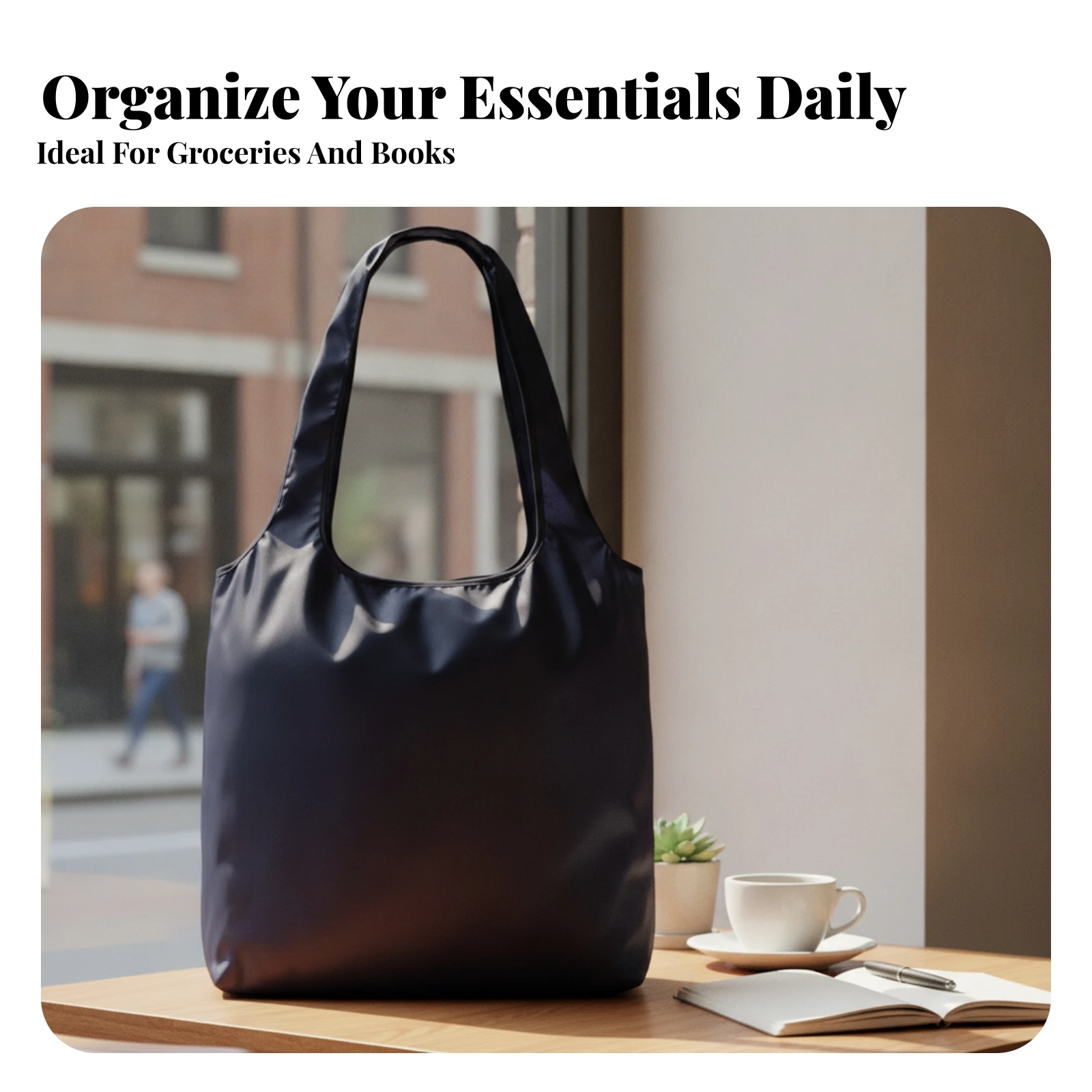 Foldable Tote Bag Durable Tote Bag with Inner Zipper Pocket Handbag Anti-Water Non for Shoppers, Shopping, Daily Use