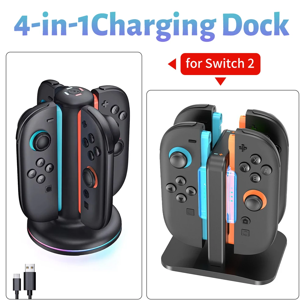 

Controller Stand Fast Charging Dock 4-In-1 Charger Station For Switch 2 Joy Con Accessories Switch2 Joycon