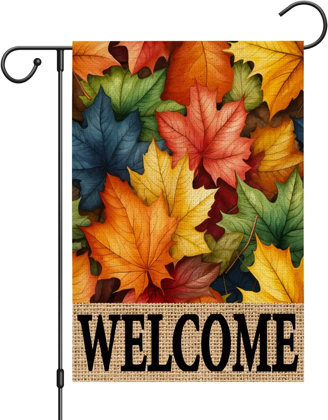 Fall Leaves Welcome Garden Flag 12x18 Inch Double Sided for Outside, Thanksgiving Autumn Seasonal Maple Leaves Small Yard Ou SSL
