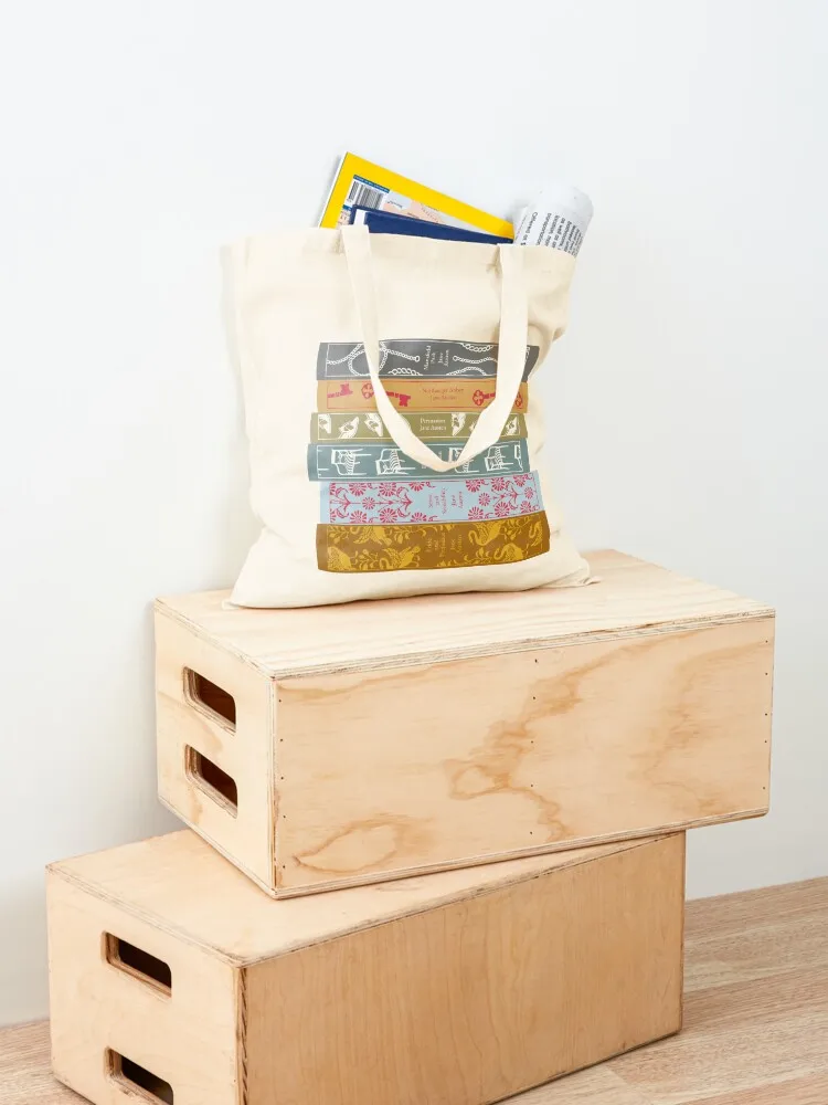 كومة من كتب جين أوستن حمل حقيبة حمل حقائب الرجال حقيبة تسوق بعجلات حقائب النساء أكياس التسوق #4