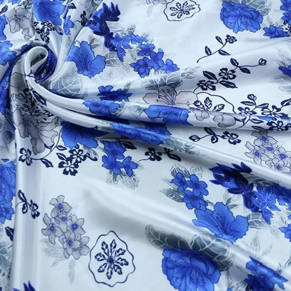 200*150cm Printed Simulated Silk Satin Fabric Kimono DIY Sewing Floral Fabric Home Furniture Decoration Material Cloth