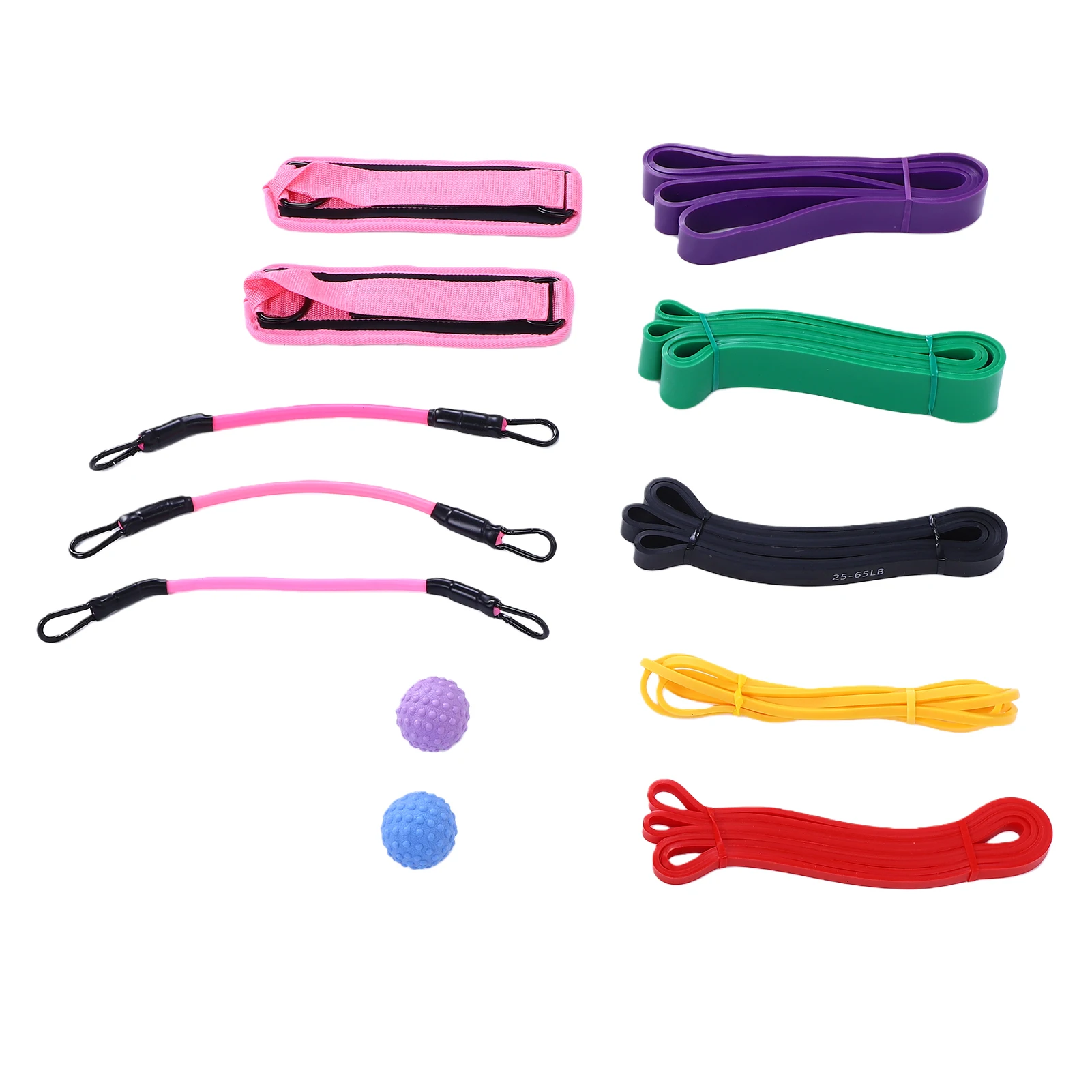 Pull Up Assist Bands Set with Ankle Straps Pull Tubes Massage Balls Gym Fitness Equipment for Body Stretching Muscle Training