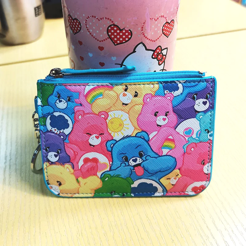 Kawaii Care Bears Rainbow Leather Zero Wallet New Anime Zipper Bag Id Storage Bag ciondolo decorazione Cute Girl Toys Gifts