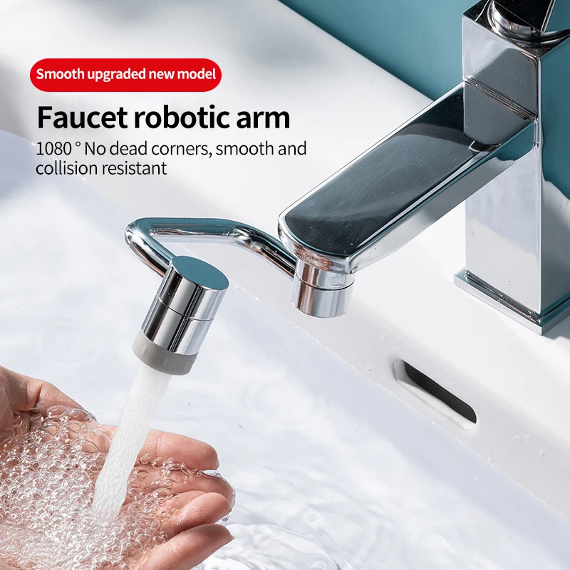 1080° Universal Rotation Faucet Sprayer Head Robotic Arm Swivel Extension Faucet Aerator Kitchen Sink Faucet Extender