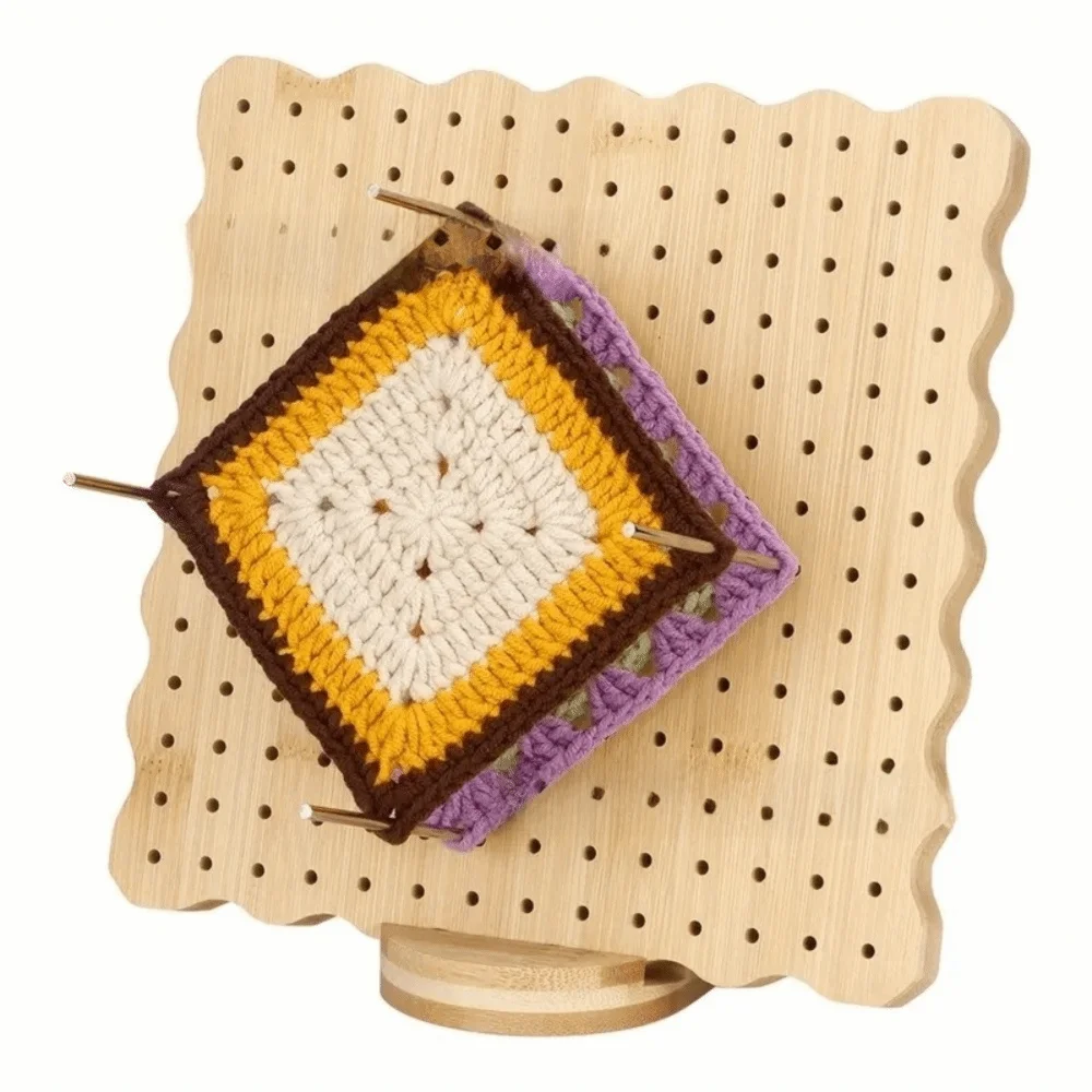Bamboo Crochet Blocking Board Stainless Steel Pegs Complete Tool Kit Knitting Board Wave edge 10 Pegs Blocking Mats