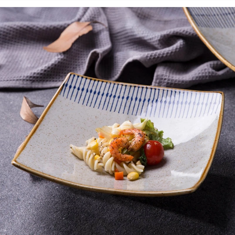 Japanese-style Ceramic High-end Four-square Steak Sushi Dessert Dumpling Kitchen Tableware
