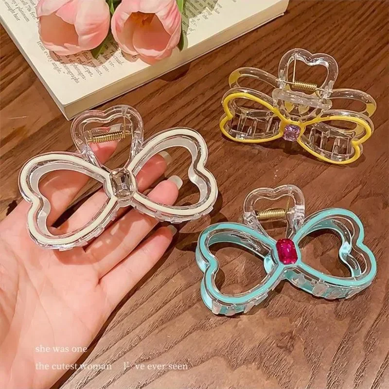 

Rhinestone bow grab clip, princess hair clip, shark clip, back of the head hair grab girl Internet celebrity headwear