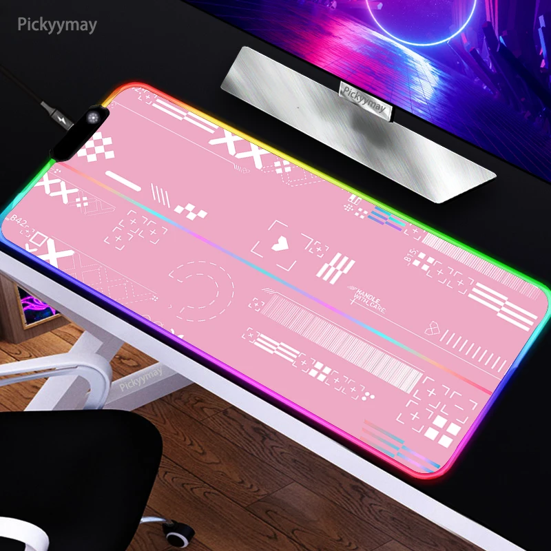 Large LED Desk Mats XXL RGB Computer Mousepad Pink 90x40cm Backlight Keyboard Mat Table Pad Gamer Luminous Mousepads Printstream