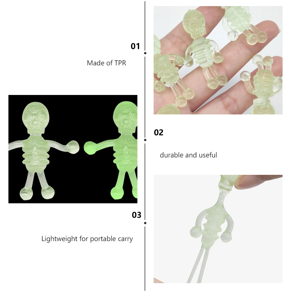

20 Pcs Luminous Skull Stretchable Toy Party Favors Small Decompression Halloween