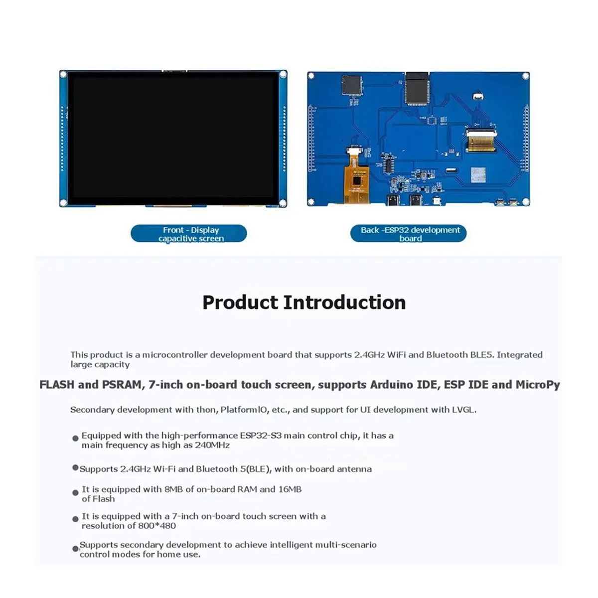 CH◆☆§ Development Board with 7 Inch LCD Capacitive Touch Screen 800x480 IPS Display N16R8 Flash~HOT SALE