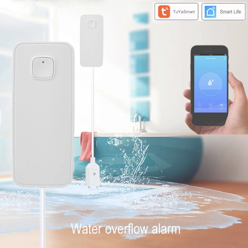 Tuya Wifi Water Leak Detector Smart App Remote Monitor Alarm Warning Security Sound Alarm System Water Overflow Level Sensor