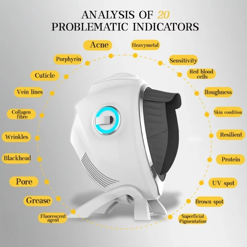 Nowy system analizy skóry z wykorzystaniem AI, skaner diagnostyczny skóry, urządzenie do analizy skóry twarzy