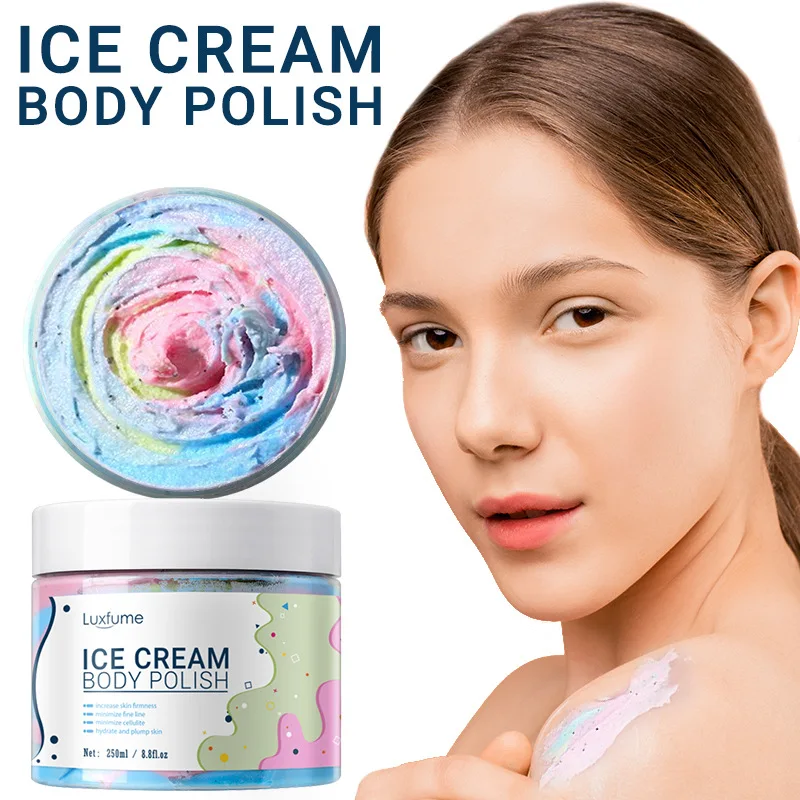 250ml Rainbow Scrub Ice Cream Body Frosting Cream Cleanses Moisturizes Exfoliating Scrub Bathing Body Scrub Soap Body Wash