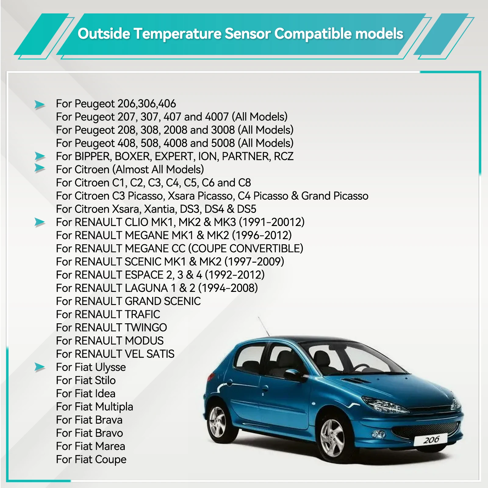 Outside Exterior Ambinet Temperature Sensor 6445.F9 Fit for Citroen C3 C4 Peugeot 307 308 406 407 607 2008 Renault Fiat 6445F9