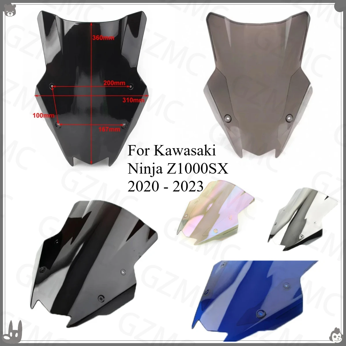 

Ветровой дефлектор мотоцикла для Kawasaki Ninja Z1000SX 2020-2023, двойной пузырьковый дефлектор лобового стекла, защита ветрового стекла