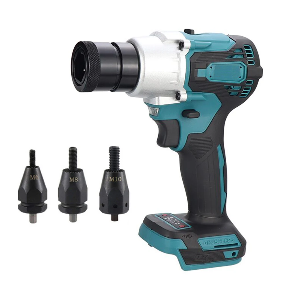 Электрический клепальный пистолет, бесщеточный комплект для заклепок и гаек с заклепочными головками, мощный автоматический электрический клепальный набор, клепальный инструмент