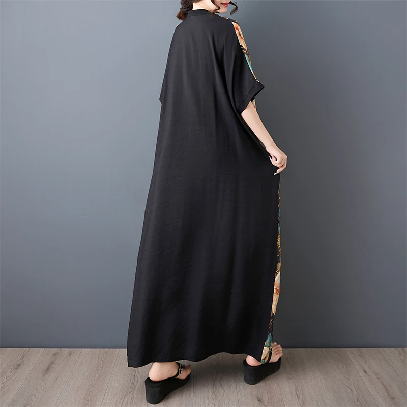 

Новинка лета, большие размеры, тонкий хлопок, лен, V-ne ort Sve Color Blo, длинное платье с эффектом похудения, повседневные поездки на работу, Sle Dr