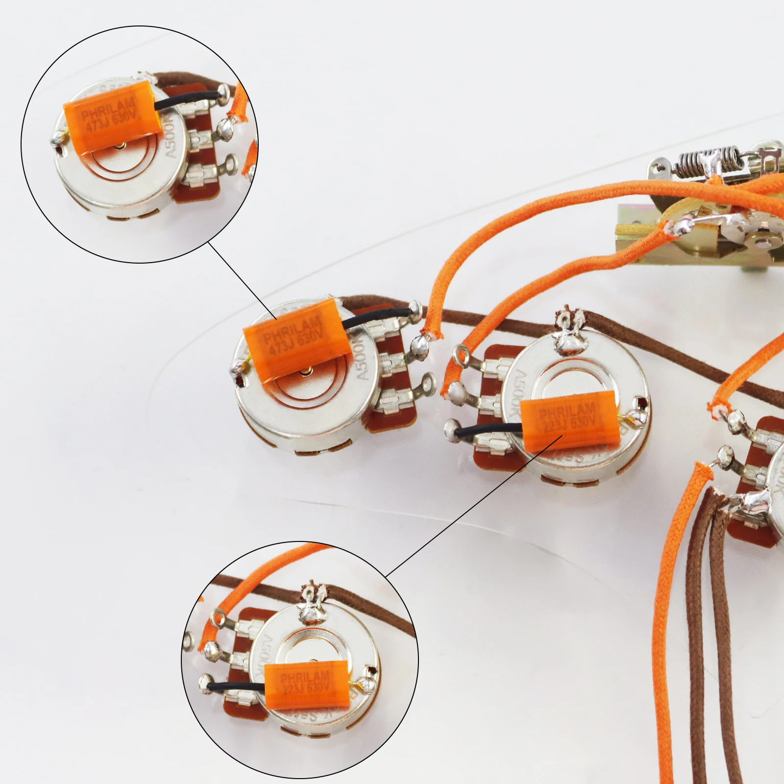 مجموعة أسلاك قياسية للجيتار الكهربائي HSS ترقية مجموعة أسلاك DIY للجيتار الكهربائي ST/SQ HSS، مع حجم واحد/2 نغمة 5 سرعات ميكانيكية #4