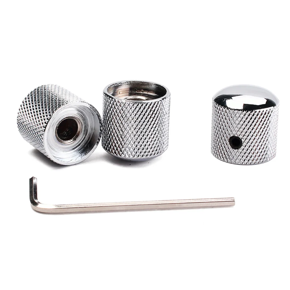 

4Pcs Metal Guitar Knobs Dome Control Volume Knobs for Solid Shaft Potentiometers Bass Guitar Dome Knob with Spanner