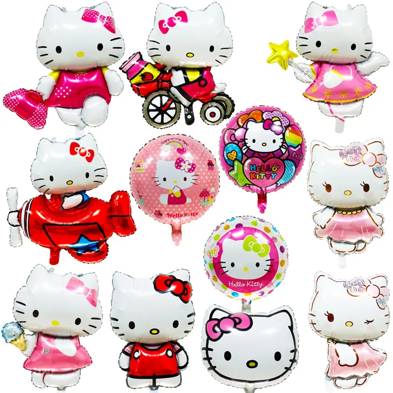 5Pcs Cartoon Hello Kitty Foil Balloon decorazione della festa di compleanno della ragazza palloncino in pellicola di alluminio palloncino giocattolo