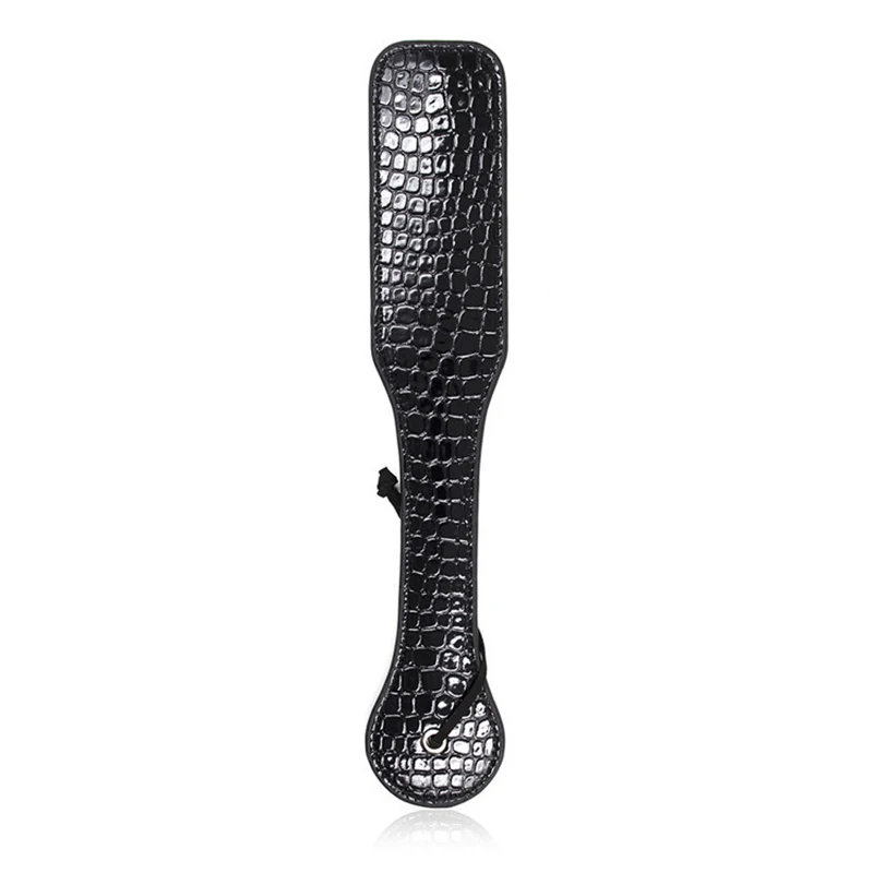 Paleta de cuero negro brillante para montar, raspadores Flogger, púas de 5,7 cm de ancho, espátula para montar, 32cm