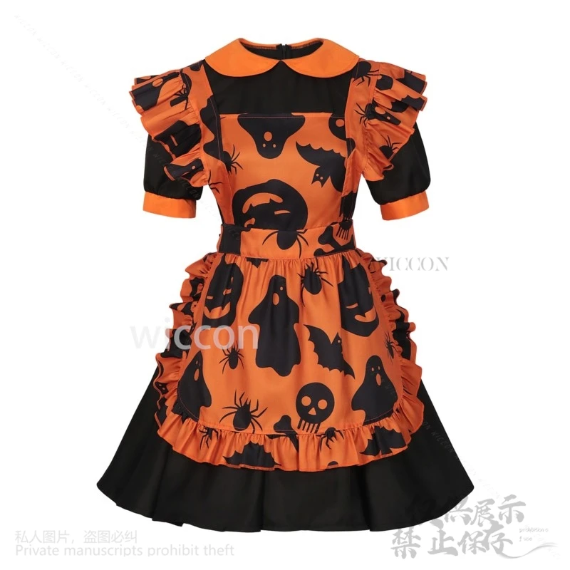 2024 Halloween Cosplay Vampire Pumpkin Lolita Lovely Costume Maid Sexy Ladies Anime Show Dress Carnival Party For Adult Women