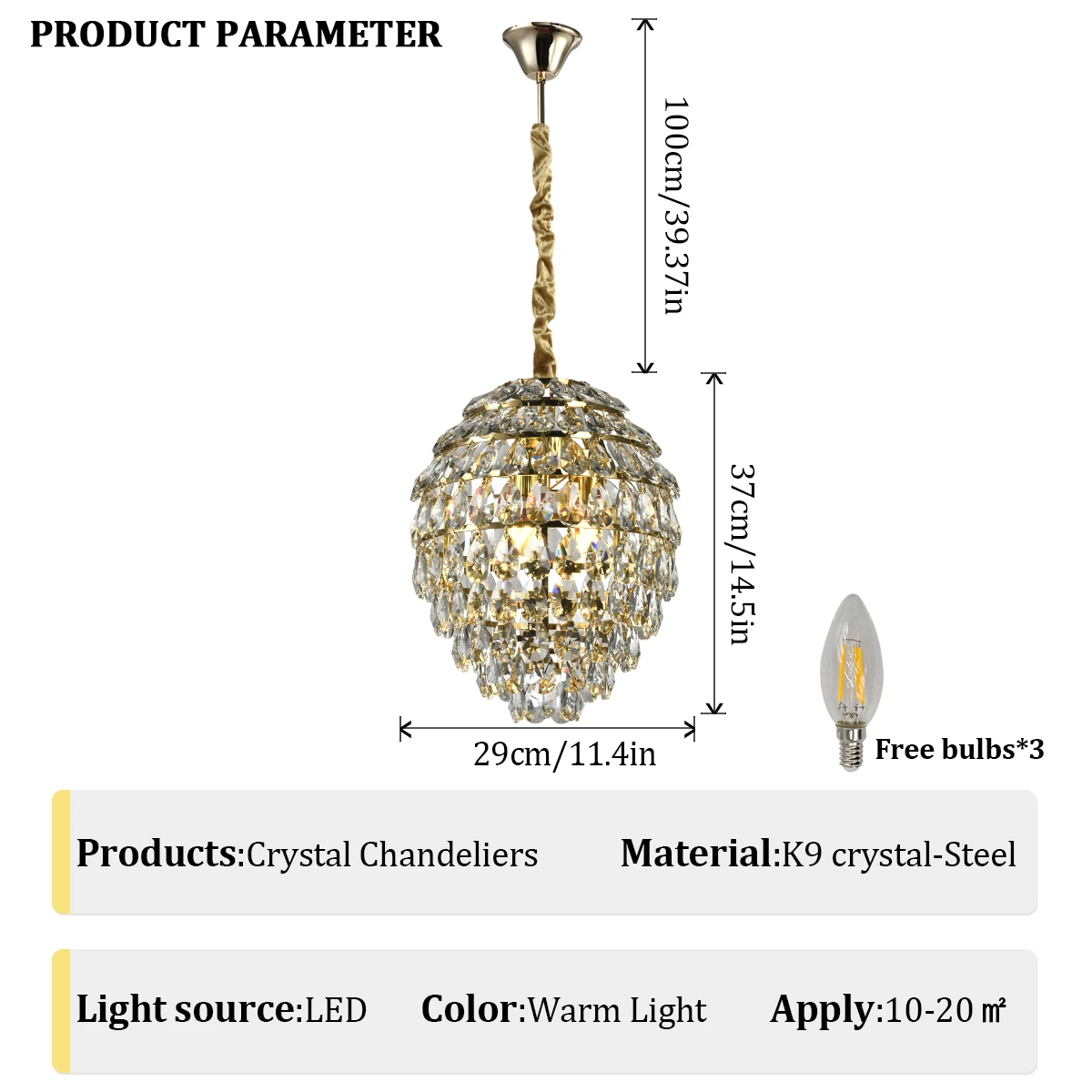 Modern raindrop-shaped K9 crystal chandelier ceiling lighting fixtures  ，decorated for bedroom Dining Rooms Living Room Corridor