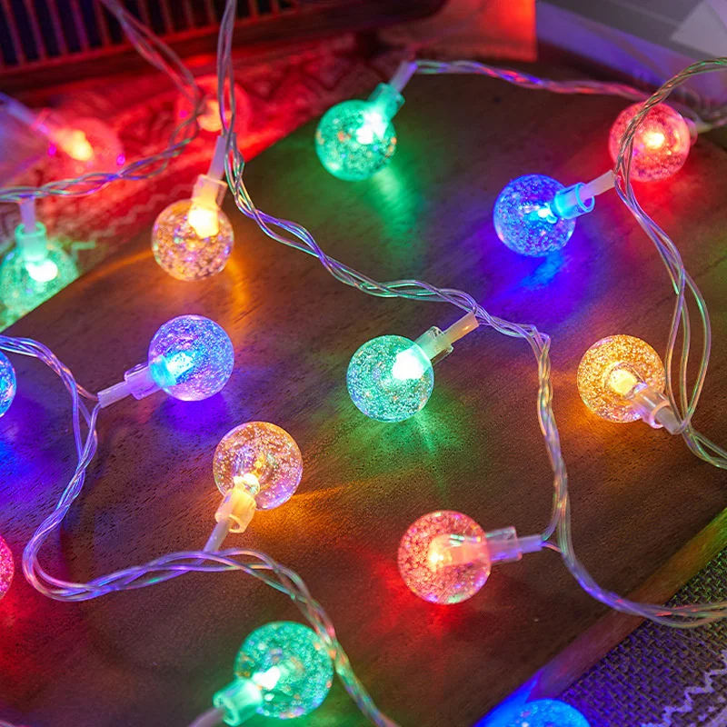 

LED Bubble Fairy Lights Indoor Crystal Ball Lighting Strings Battery Powered Festival Room Wedding Party Gate Garland Decoration