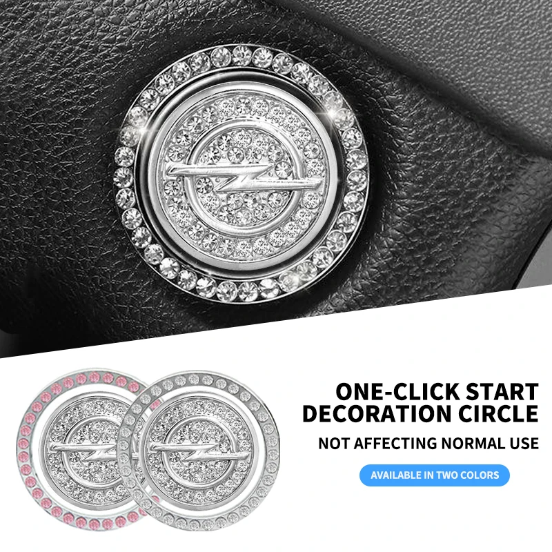 Car One-Click Start Stop Engine Rhinestone Ring Circle Trims Protective Cover For opel insignia astra j h g corsa d zafira b