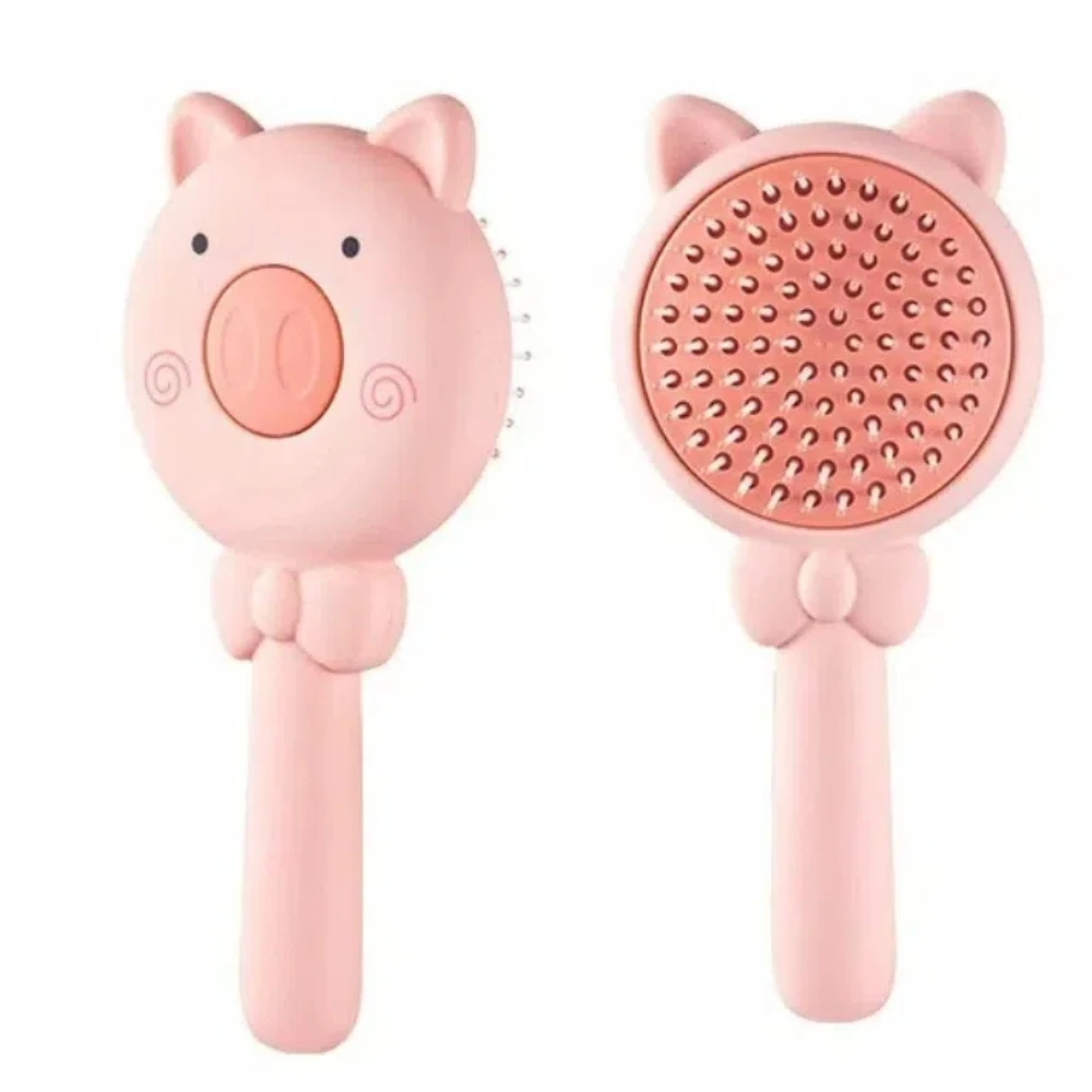 

Мультяшная расческа-щетка для волос в форме свинки с воздушной подушкой, автоматической очисткой, выдвижная, массажная, для распутывания волос и массажа кожи головы