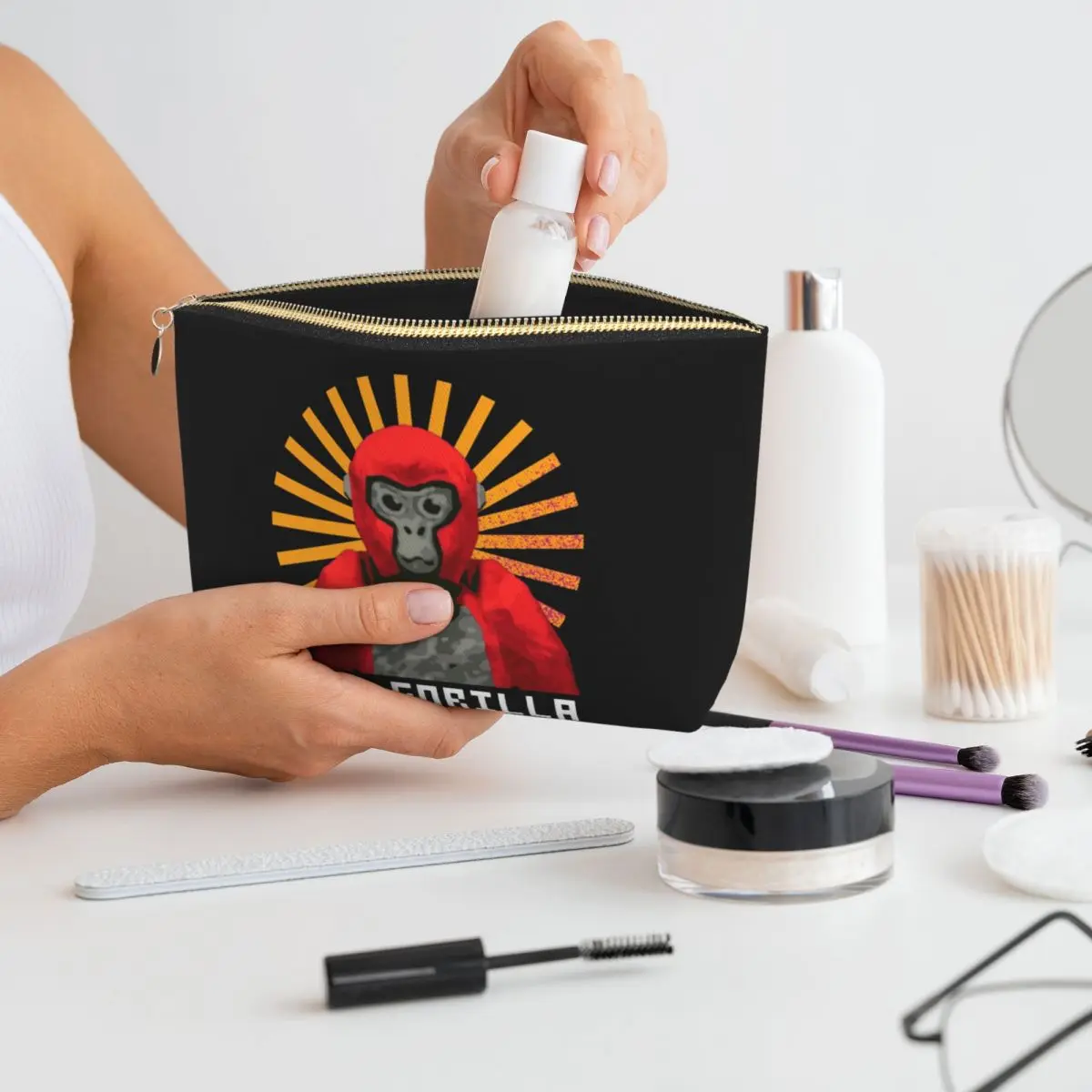 

Gorilla Tag Pfp Maker Gorilla Tag Red Gorilla Women Cosmetic Bags Travel Makeup Organizer Pouch Toiletry Storage Dopp Kit Case